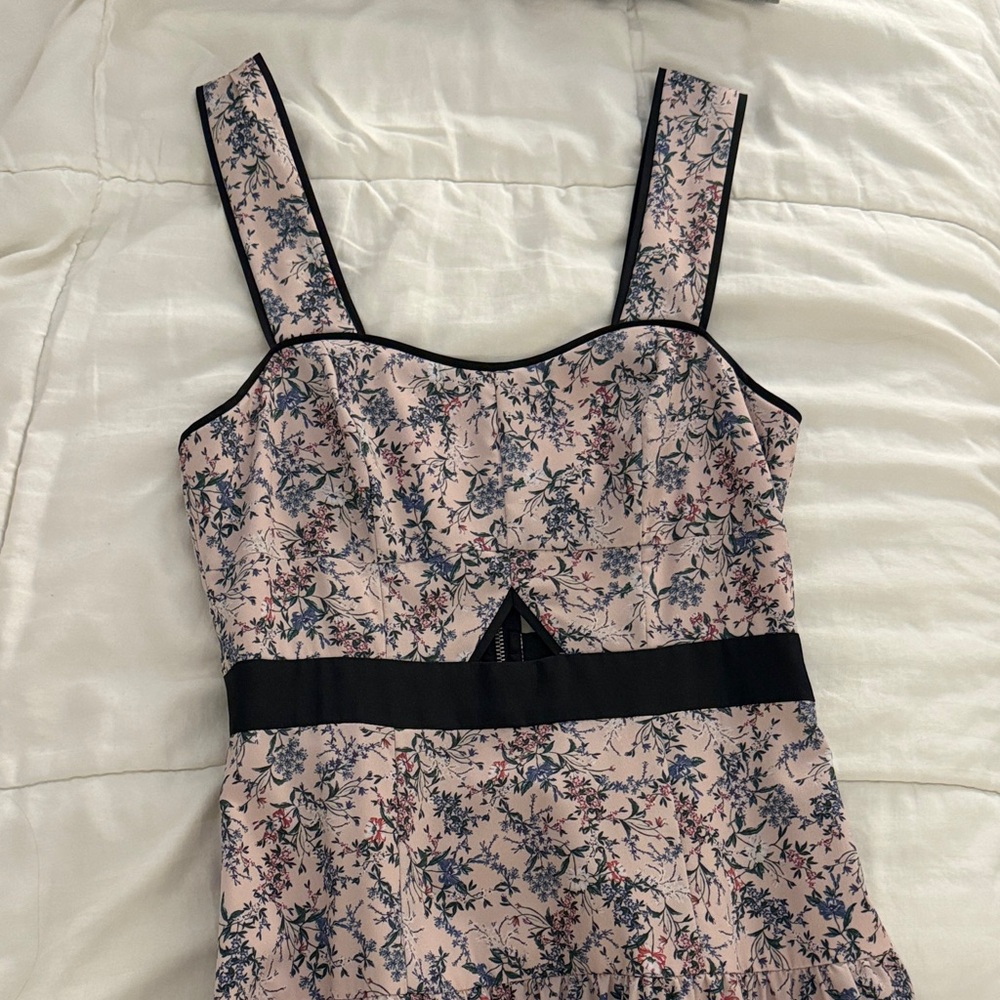 Marissa Webb Floral Pink and Black Wedding Dress